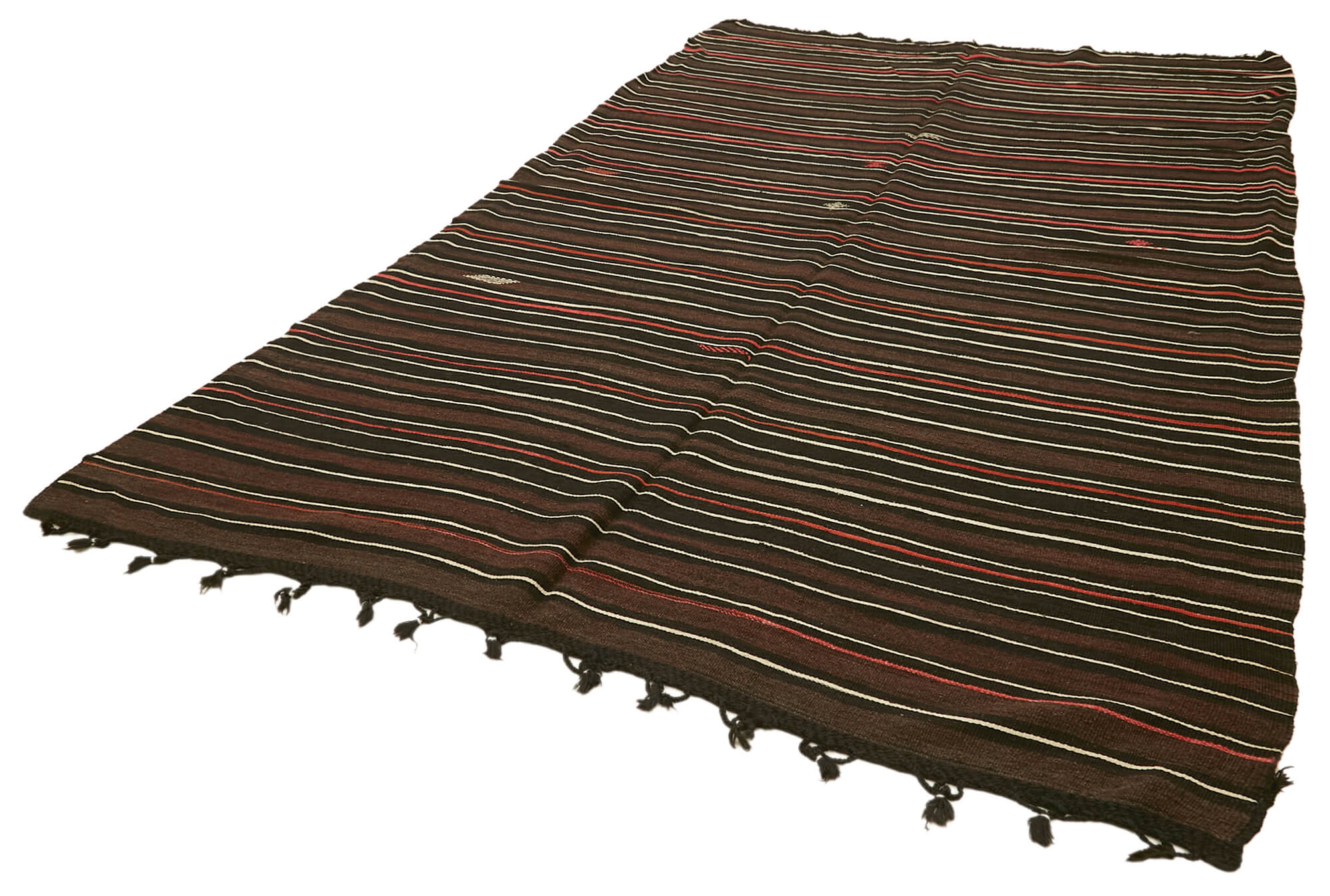 Handmade Kilim Rug – Brown Striped Goat Hair Carpet 6'11'' x 11'2'' by Agacan