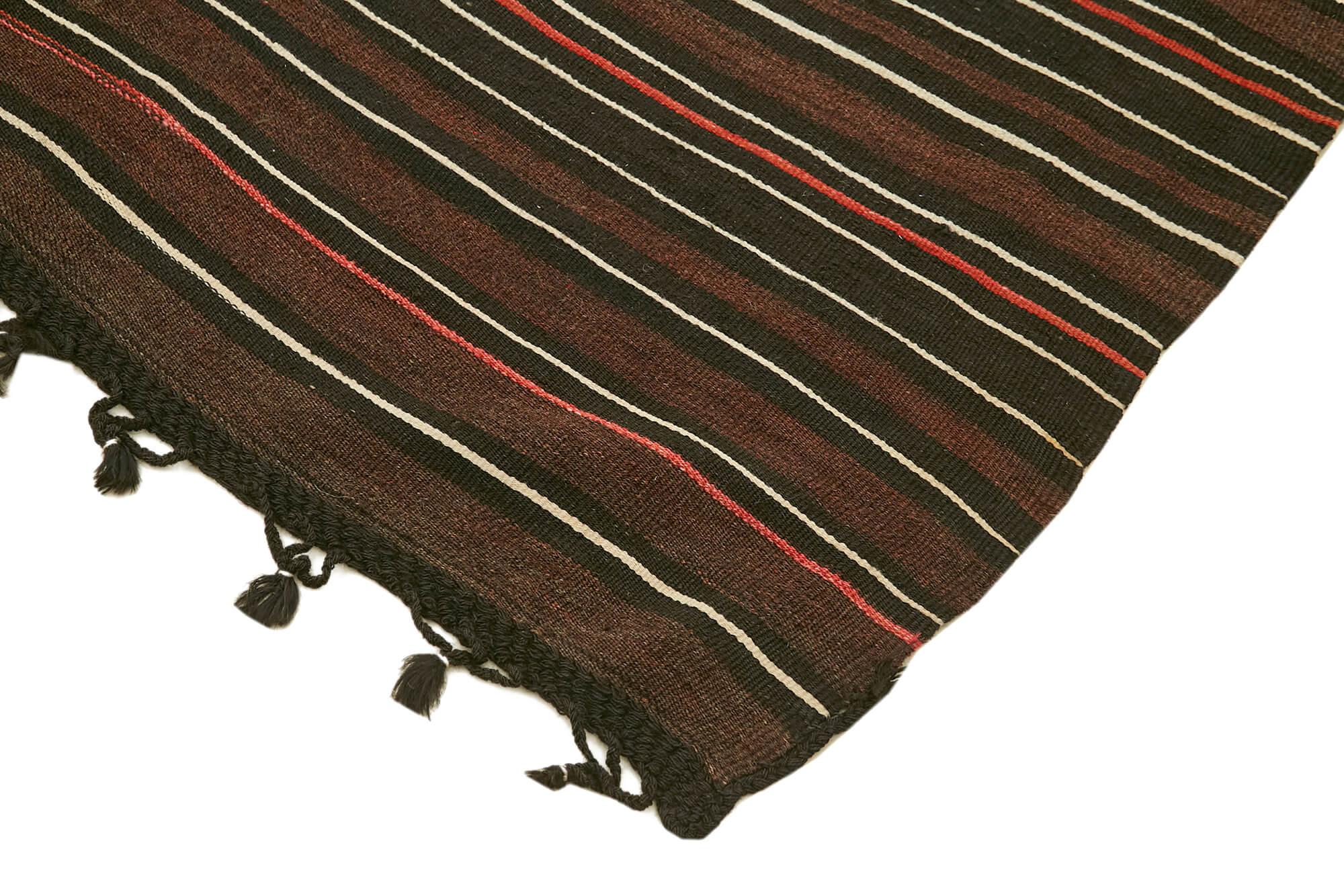 Handmade Kilim Rug – Brown Striped Goat Hair Carpet 6'11'' x 11'2'' by Agacan