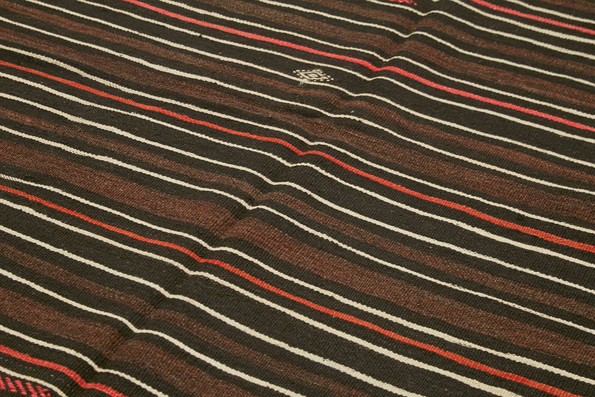 Handmade Kilim Rug – Brown Striped Goat Hair Carpet 6'11'' x 11'2'' by Agacan