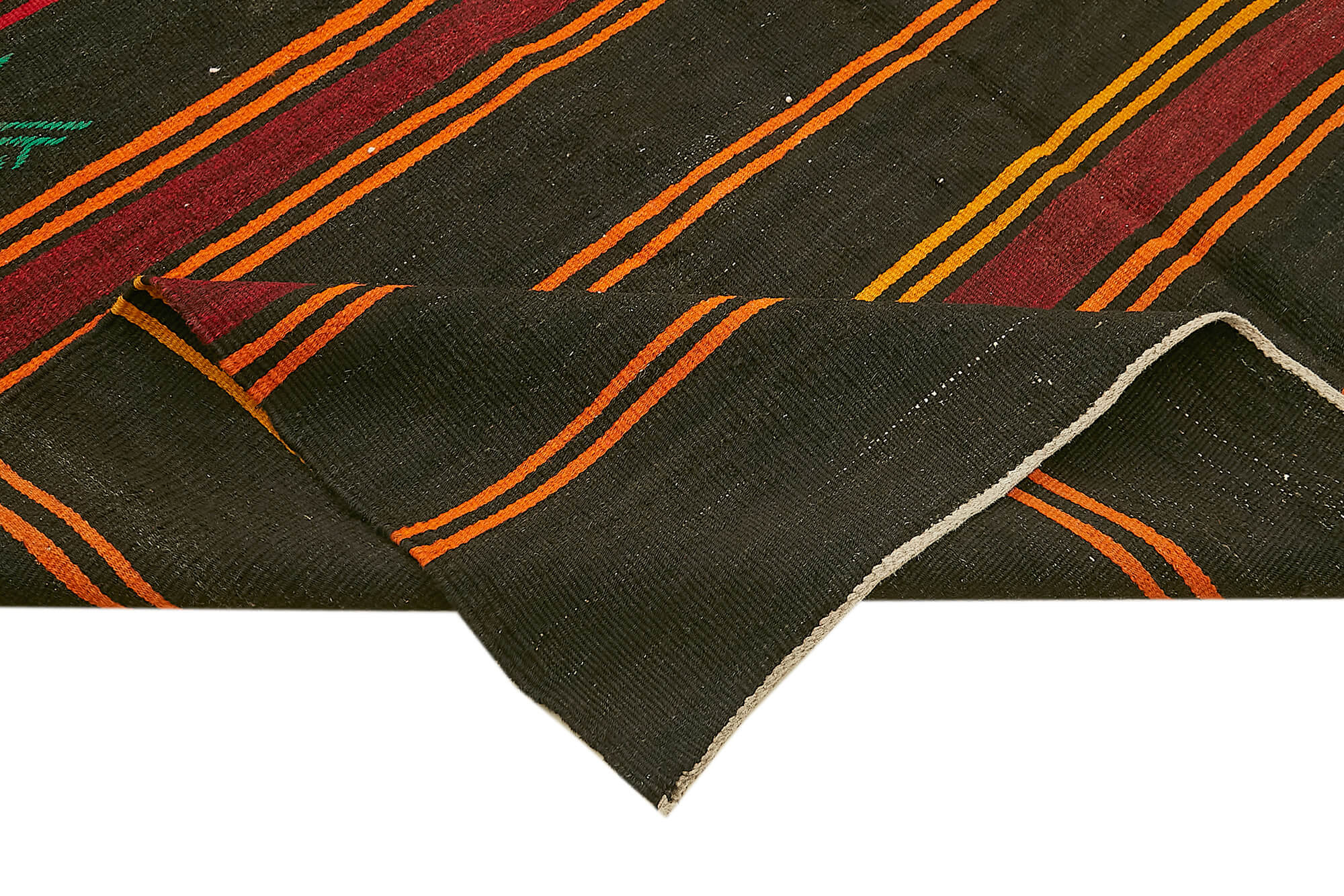 Handmade Kilim Rug - Brown Striped Area Rug With Goat Hair & Durable Cotton Base