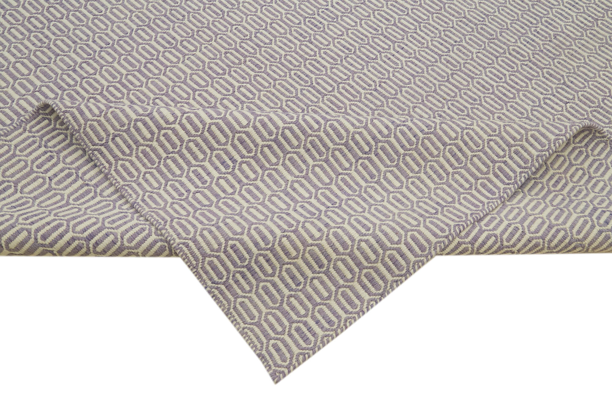 Handmade Wool Cotton Rug – Beige Geometric Pattern Carpet | Agacan Area Floor Covering 10x14