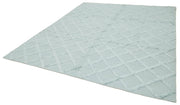 Handmade Wool Cotton Rug - Blue Geometric Area Rug 8x10, Durable Floor Covering