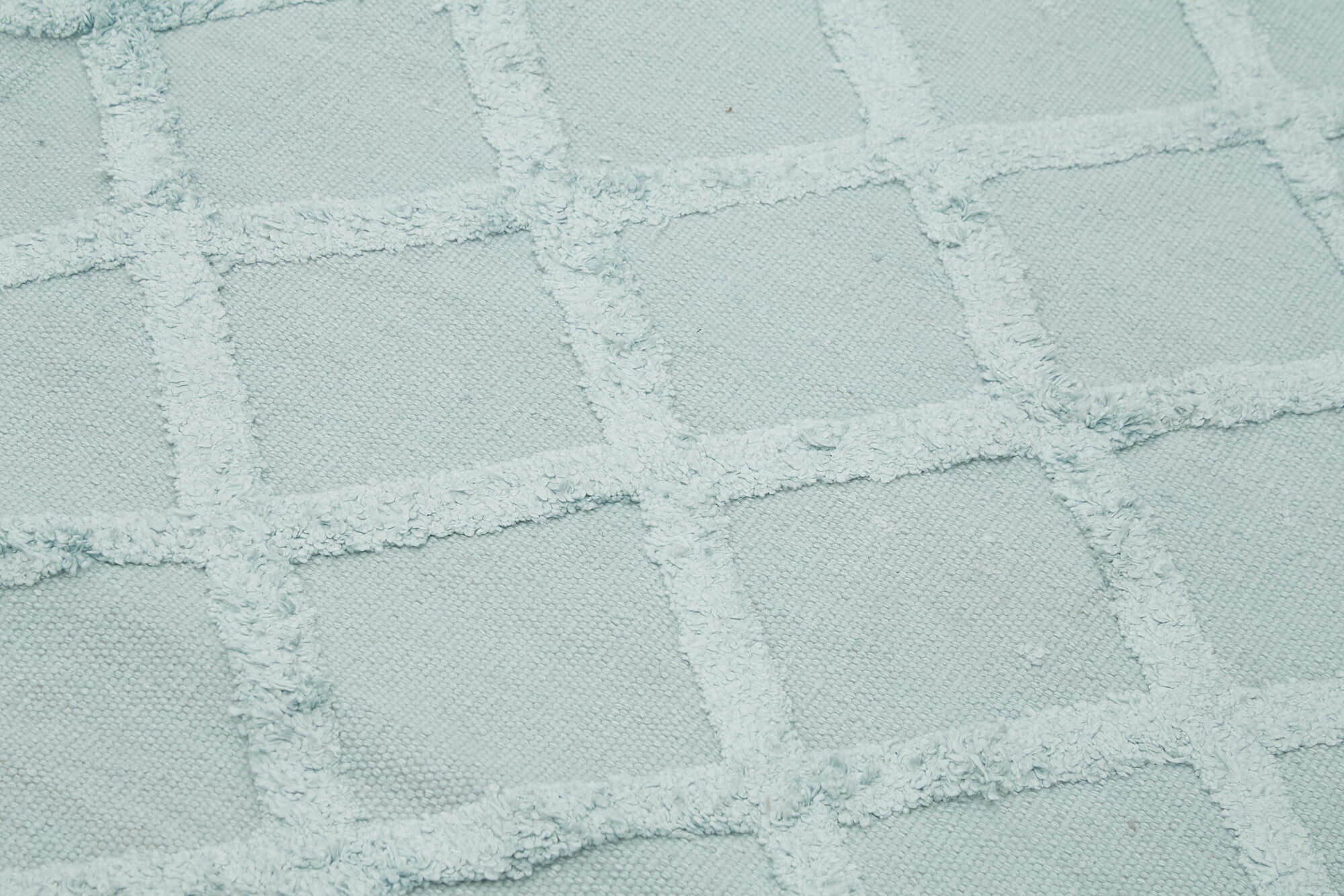 Handmade Wool Cotton Rug - Blue Geometric Area Rug 8x10, Durable Floor Covering