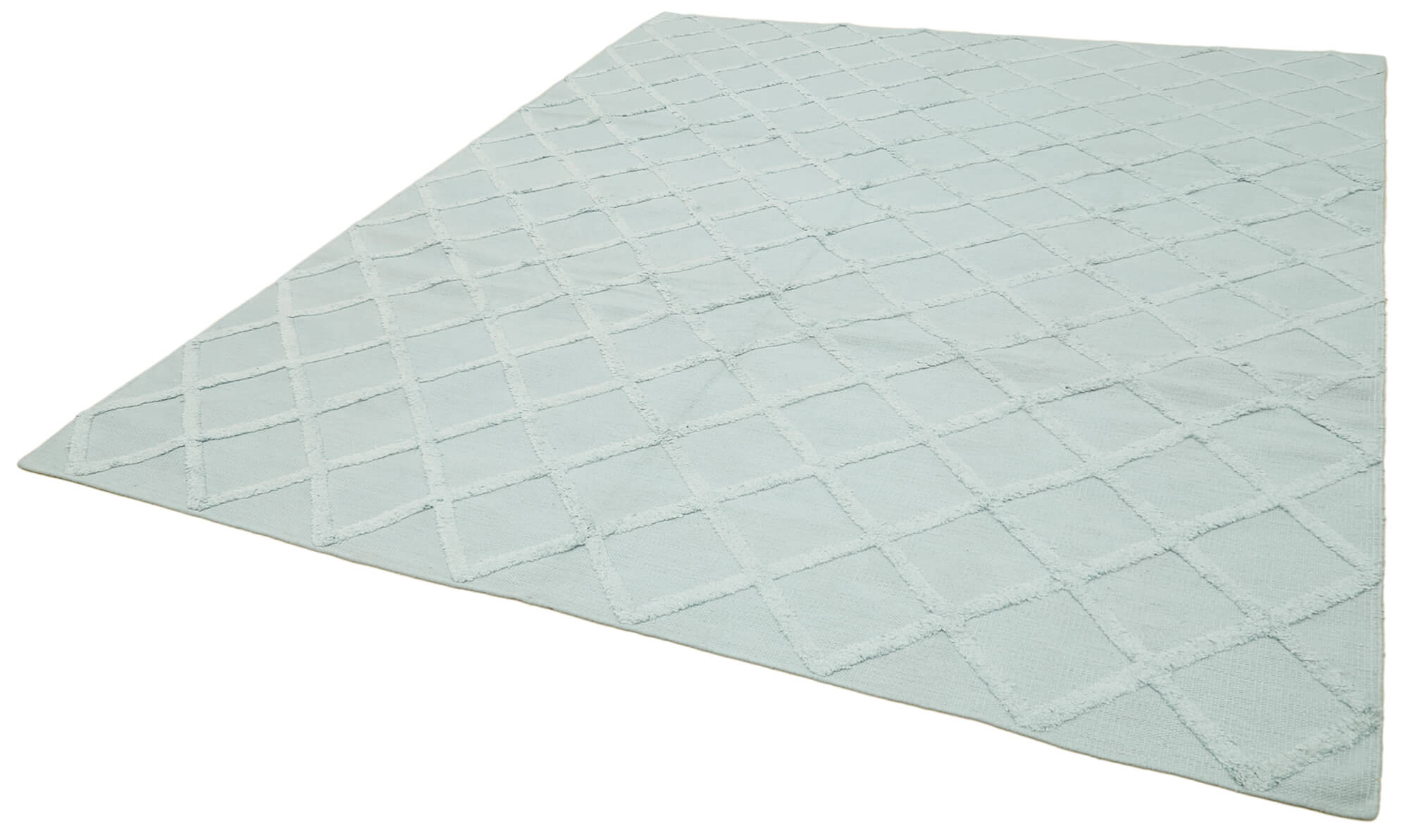 Handmade Wool Cotton Rug – Blue Geometric Area Rug 8x10 | Durable Artisan Crafted Carpet
