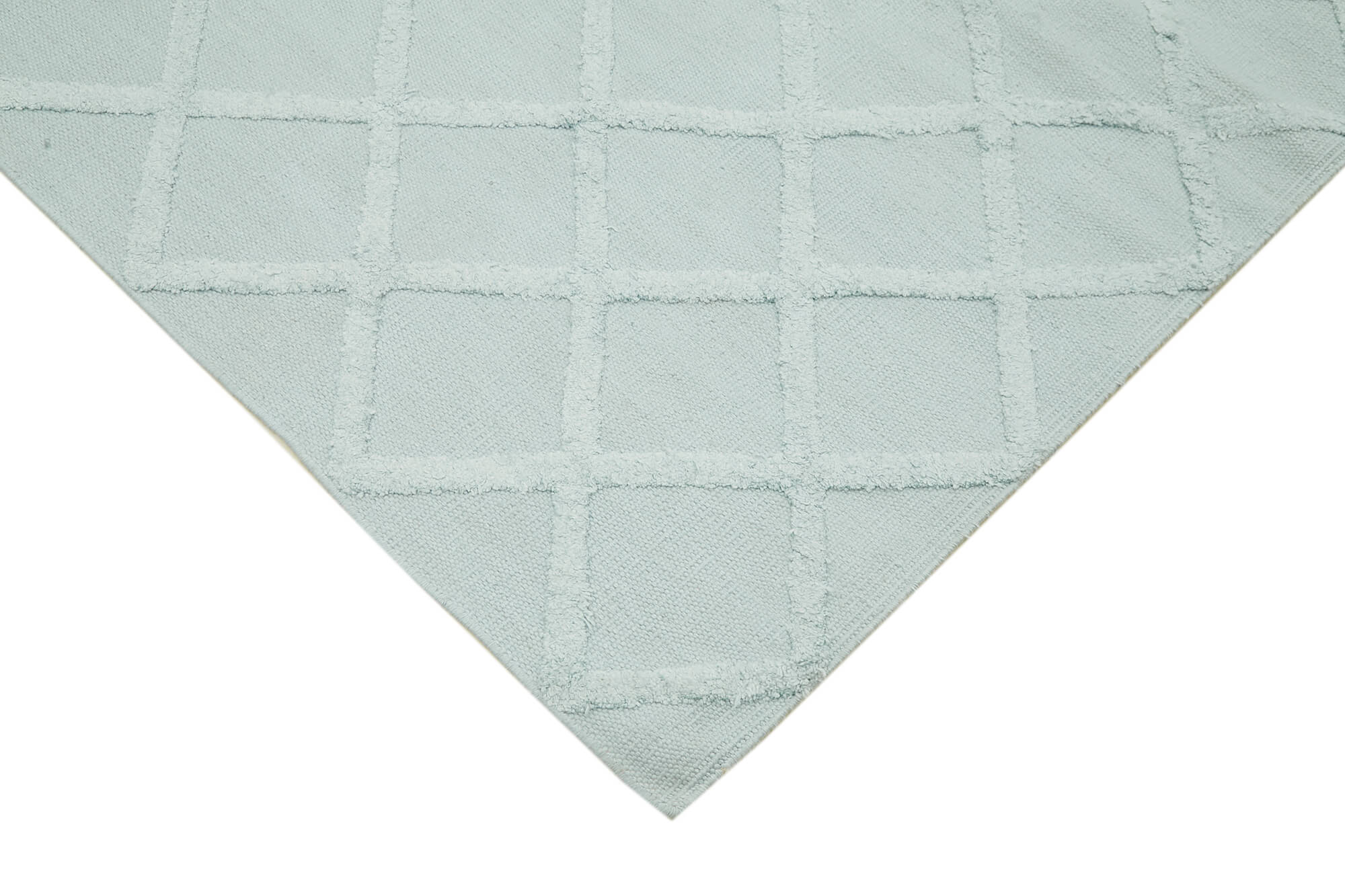 Handmade Wool Cotton Rug – Blue Geometric Area Rug 8x10 | Durable Artisan Crafted Carpet