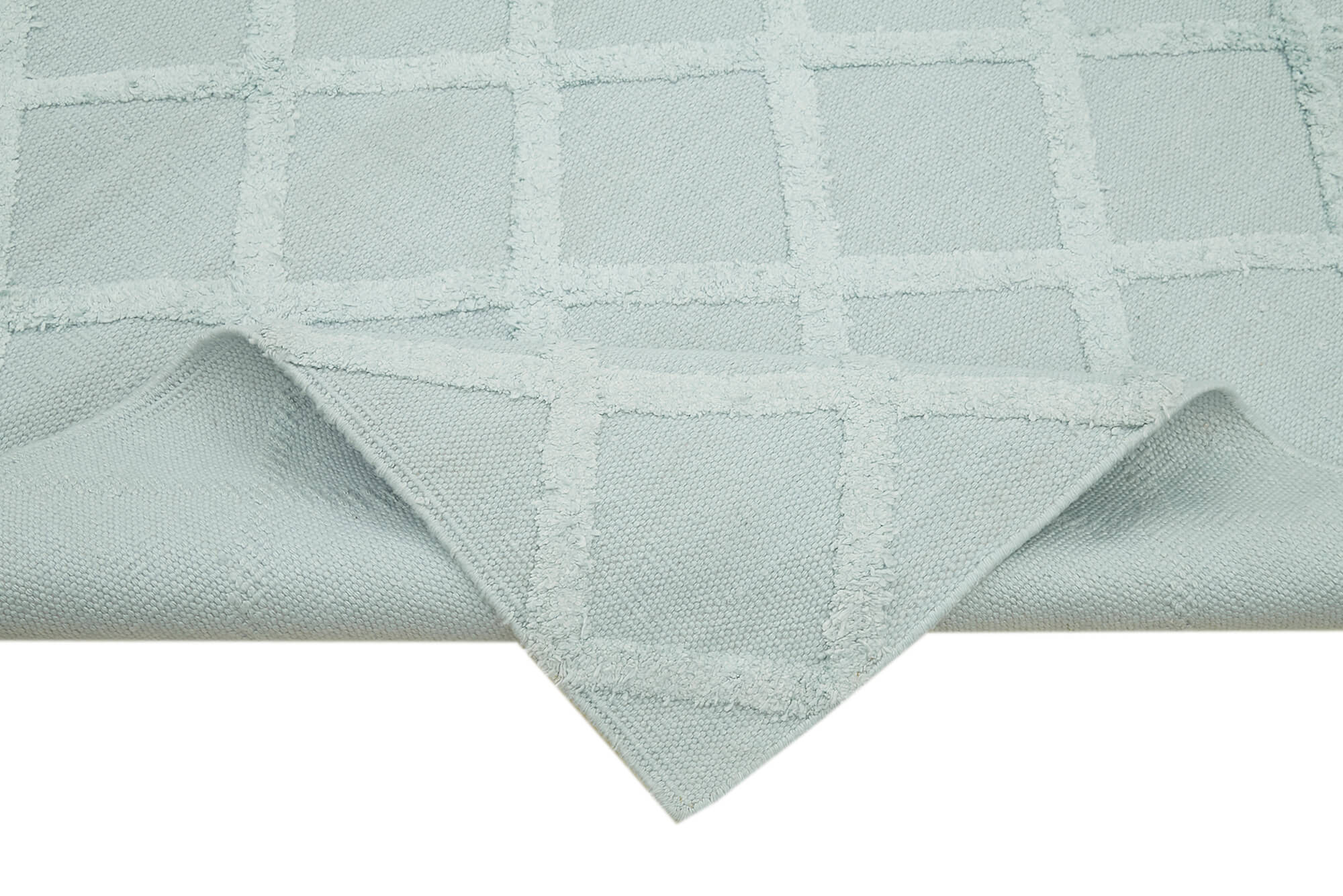 Handmade Wool Cotton Rug – Blue Geometric Area Rug 8x10 | Durable Artisan Crafted Carpet