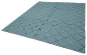 Handmade Wool Cotton Rug | Turkish Hand Knotted Blue Geometric Area Rug 8x10