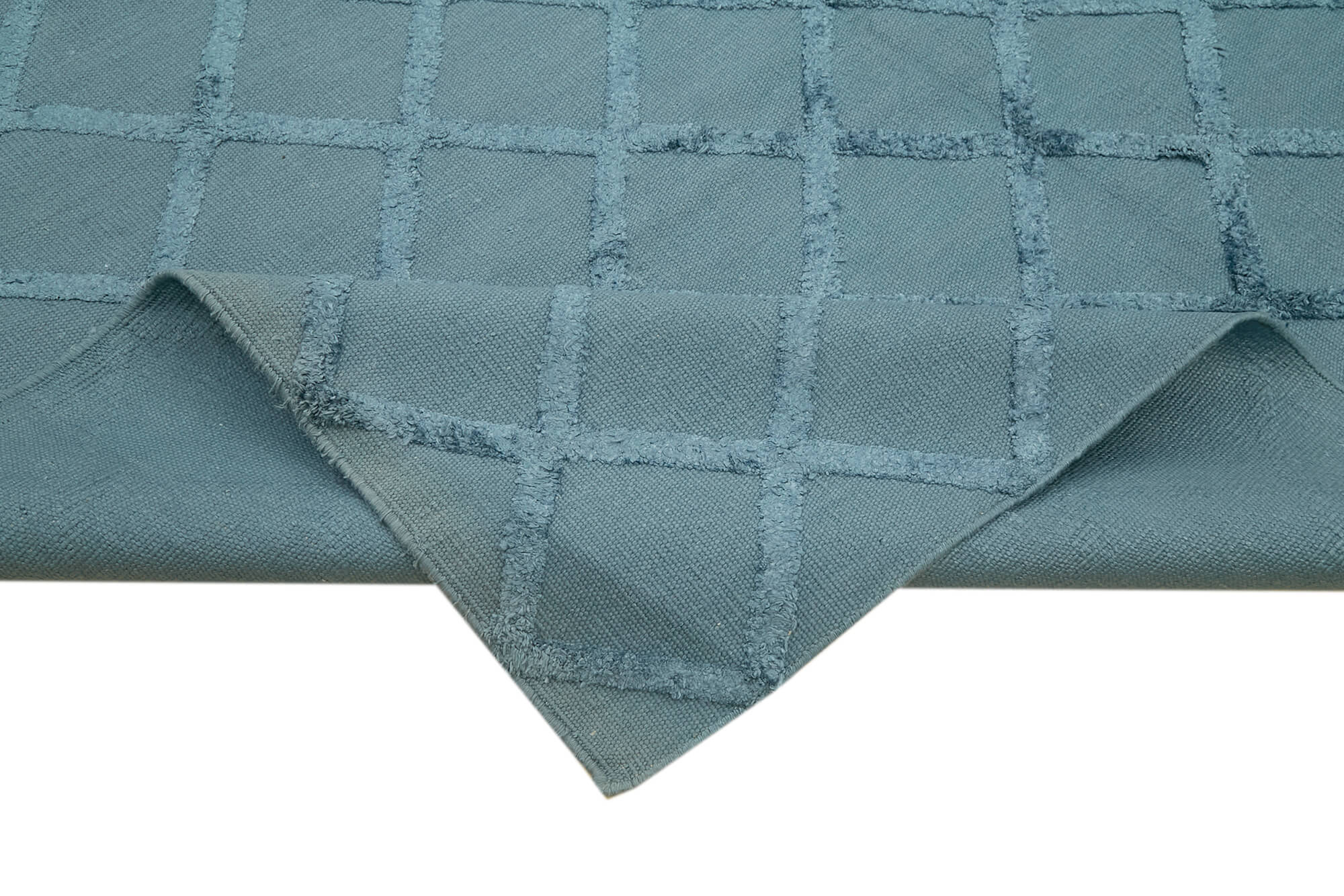 Handmade Wool Cotton Rug | Turkish Hand Knotted Blue Geometric Area Rug 8x10