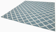 Handmade Wool Cotton Rug – Blue Geometric Area Rug | Soft Durable, Hand Woven Carpet 8'x10'