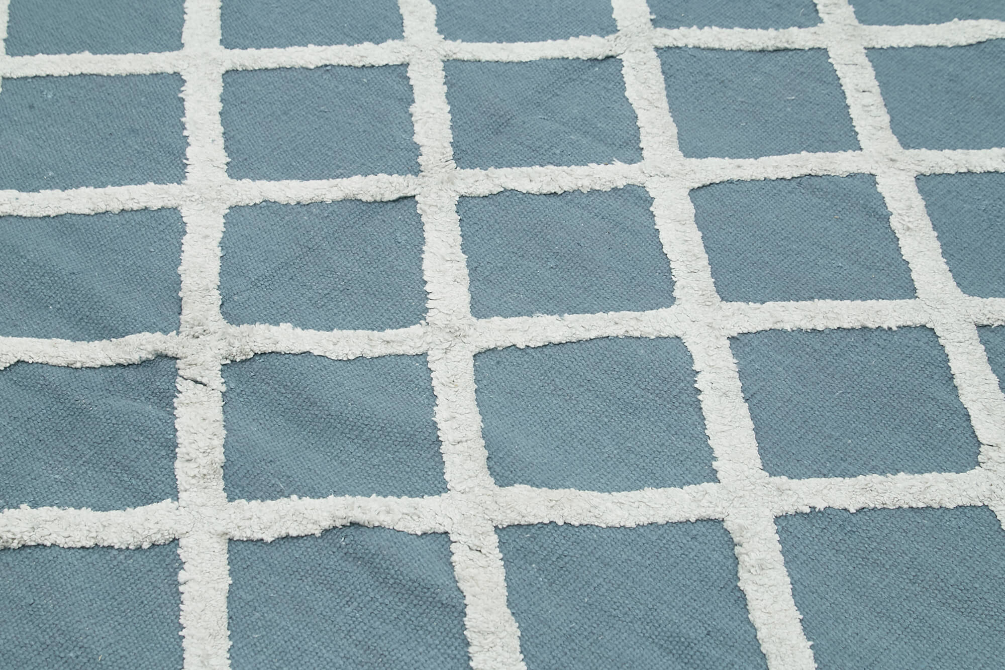 Handmade Wool Cotton Rug – Blue Geometric Area Rug | Soft Durable, Hand Woven Carpet 8'x10'
