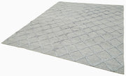 Handmade Wool Cotton Rug 8x10 - Vintage Hand Woven Grey Geometric Area Rug for Living Room
