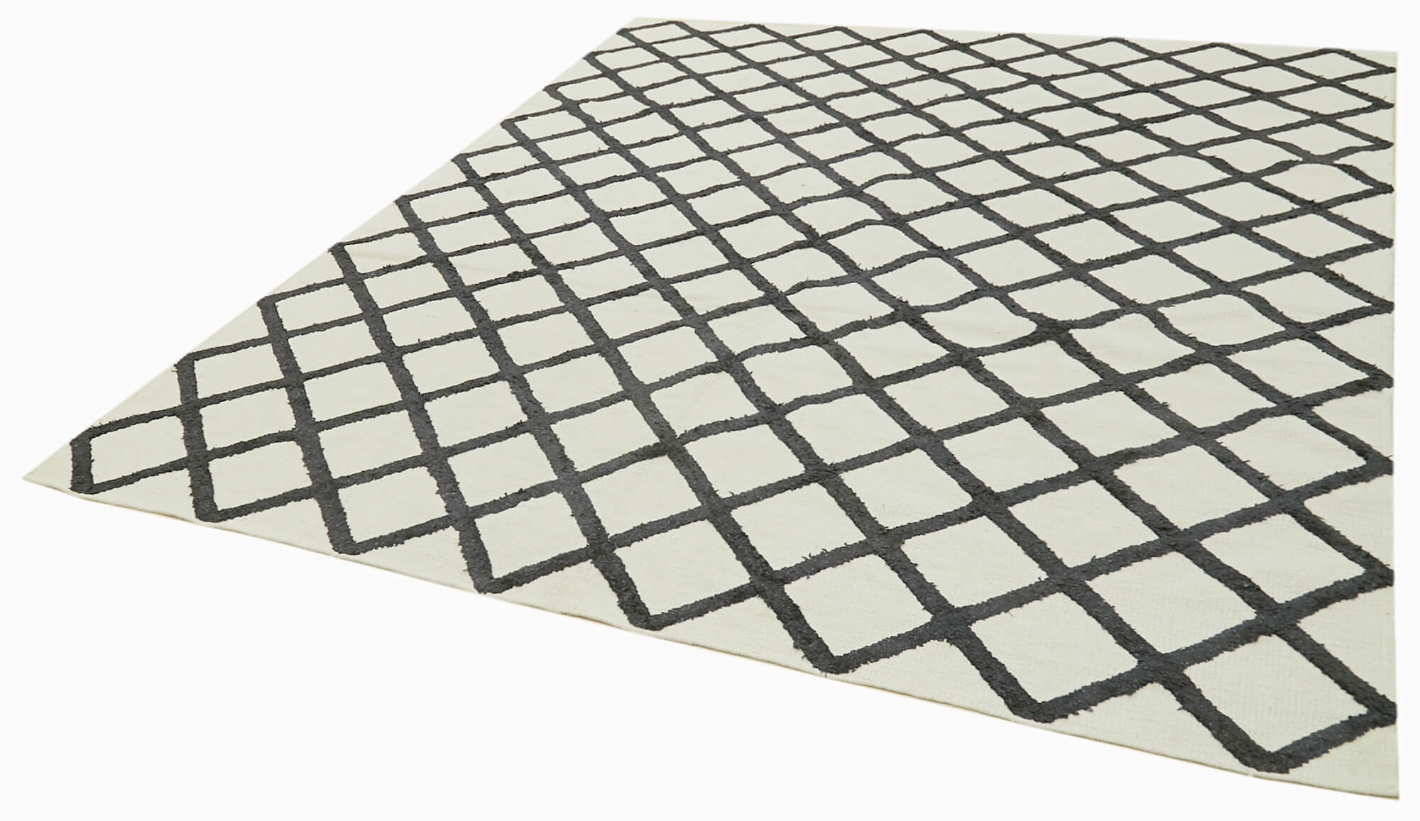 Handmade Wool Cotton Rug - Beige Geometric Area Rug | Durable Woven Carpet