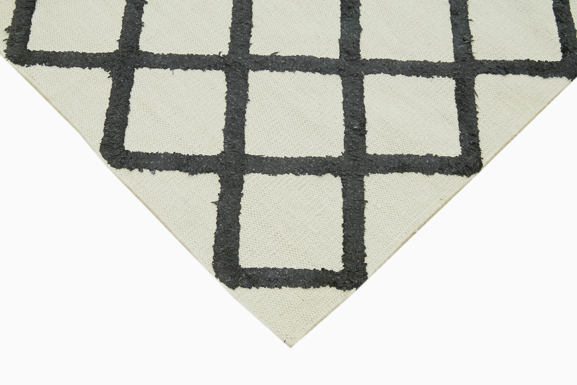Handmade Wool Cotton Rug - Beige Geometric Area Rug | Durable Woven Carpet
