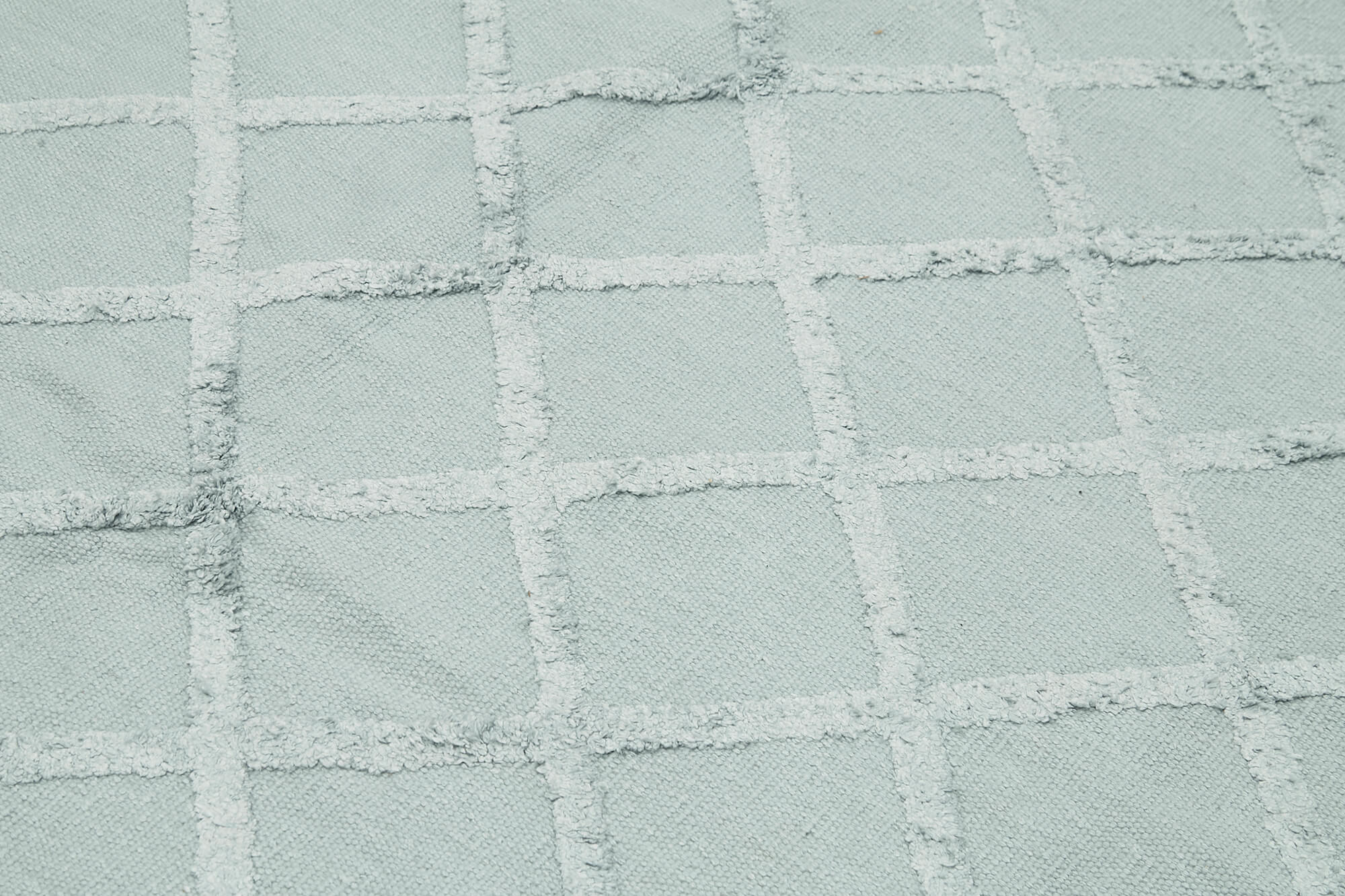 Handmade Wool Cotton Rug - Blue Geometric Area Rug with Soft Wool Texture, Durable Cotton Weave
