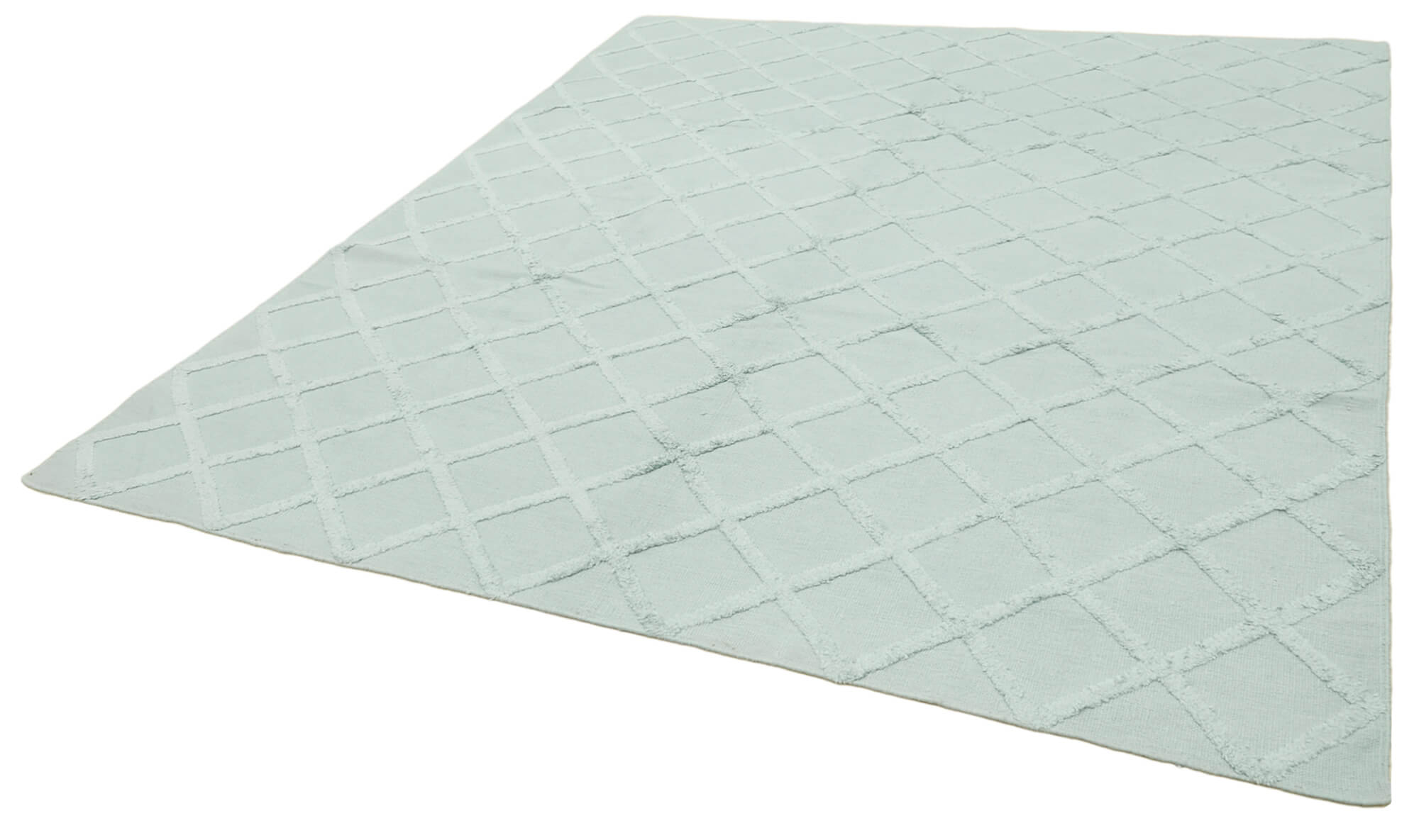 Handmade Wool Cotton Rug - Blue Geometric Area Rug 8x10 by Agacan Rugs