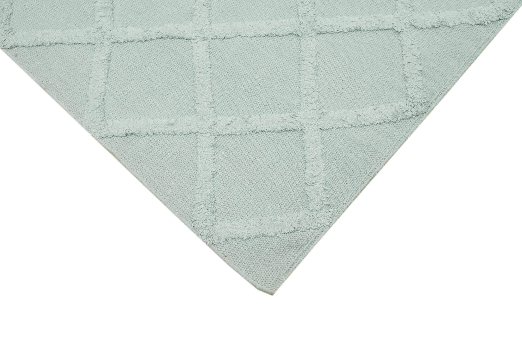 Handmade Wool Cotton Rug - Blue Geometric Area Rug 8x10 by Agacan Rugs