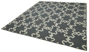 Handmade Wool Cotton Rug | Soft Wool Cotton Blend Grey Geometric Area Rug 8'0''x9'1''