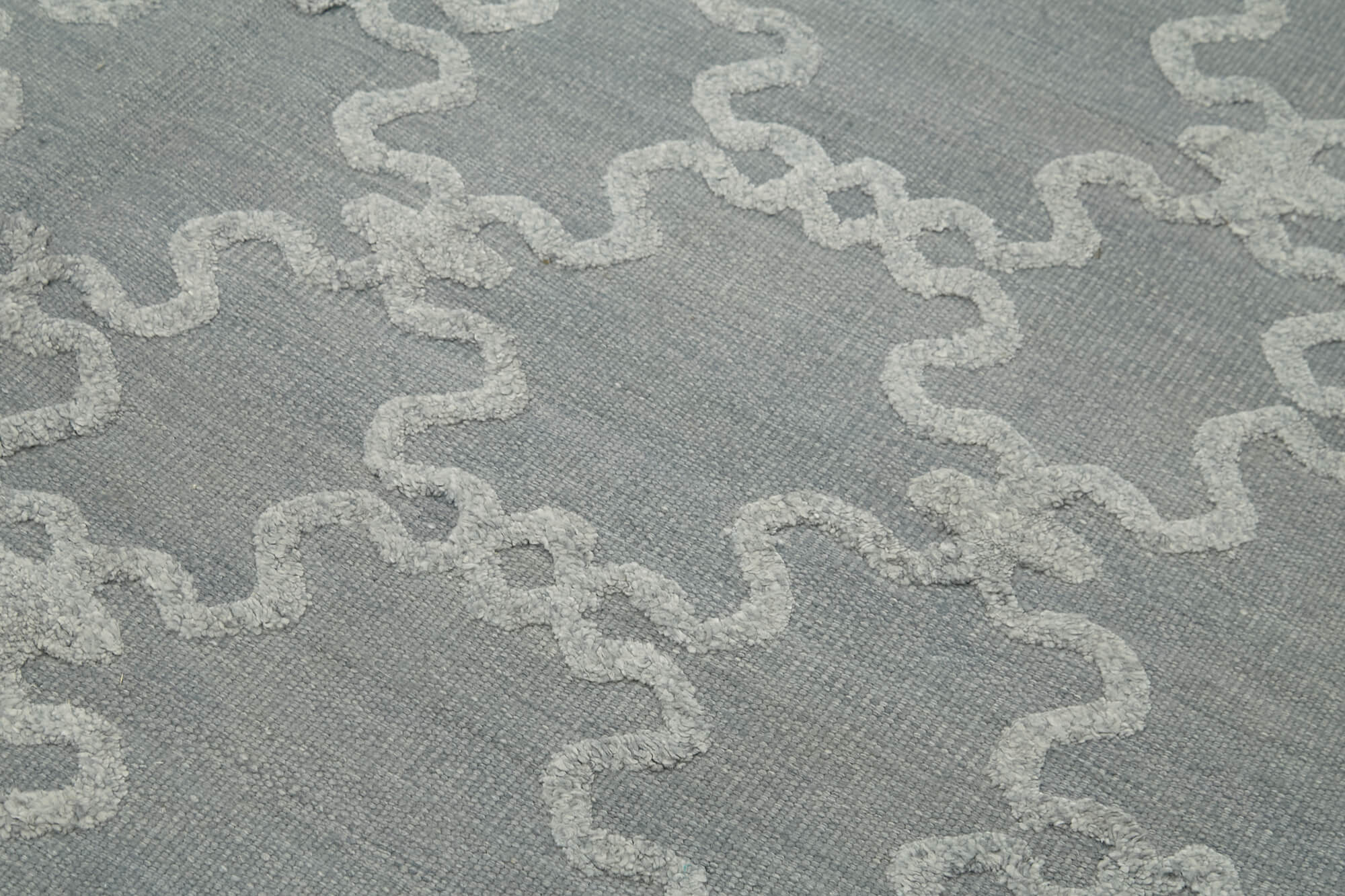 Handmade Wool Cotton Rug - Grey Geometric Area Rug 8'0" x 10'0" by Agacan