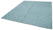 Handmade Wool Cotton Rug | Vintage Wool Carpet with Blue Geometric Pattern - 8x10