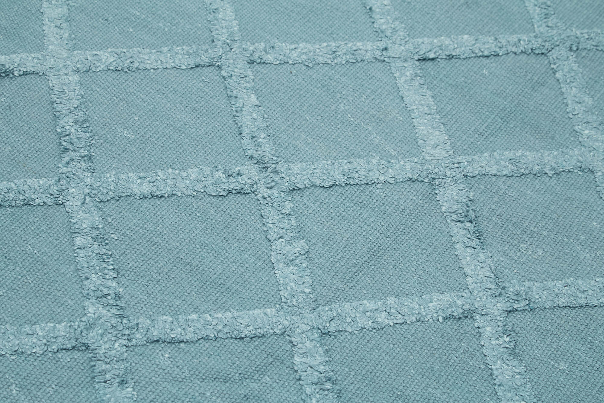 Handmade Wool Cotton Rug | Vintage Wool Carpet with Blue Geometric Pattern - 8x10