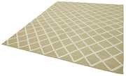 Handmade Wool Cotton Rug – Beige Geometric Area Rug | Durable Vintage Wool Carpet 8'x10'