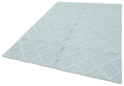 Handmade Wool Cotton Rug – Blue Geometric Area Rug 6x9 Feet Durable Living Room Carpet