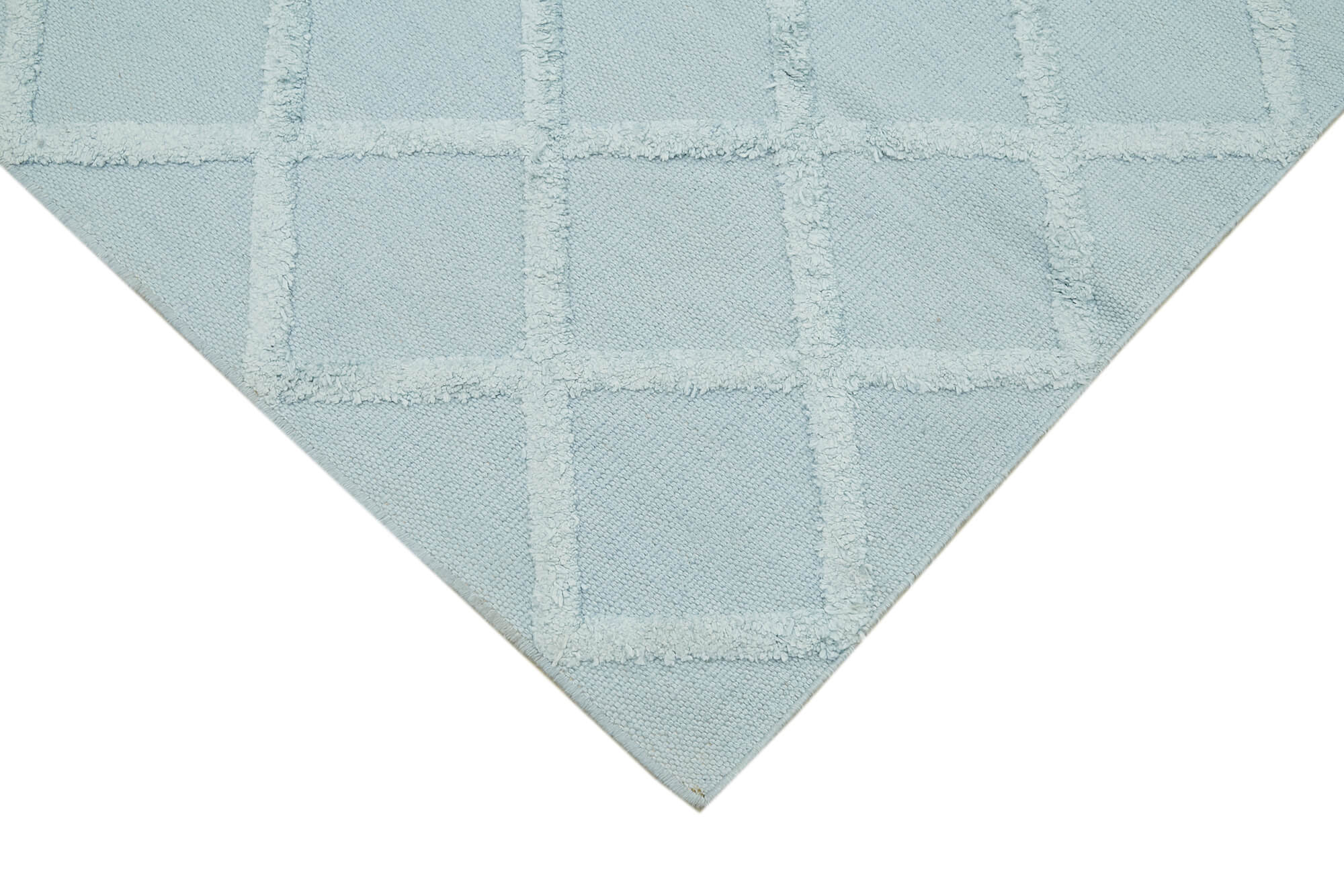 Handmade Wool Cotton Rug – Blue Geometric Area Rug 6x9 Feet Durable Living Room Carpet