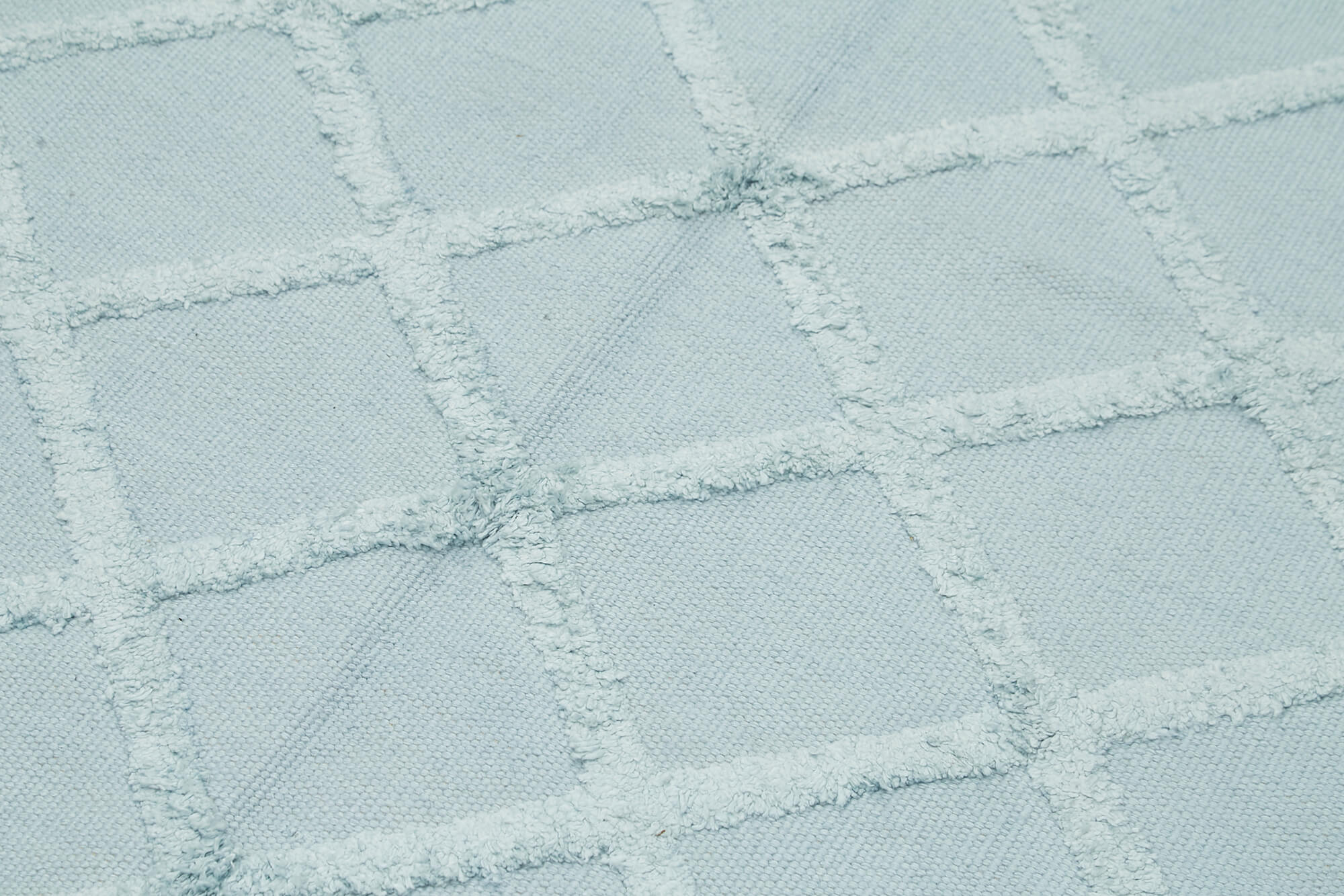 Handmade Wool Cotton Rug – Blue Geometric Area Rug 6x9 Feet Durable Living Room Carpet