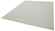 Handmade Wool Cotton Rug - Blue Geometric Area Rug 8'x10' Artisan Crafted Carpet