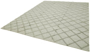 Handmade Wool Cotton Rug - Neutral Grey Geometric Area Rug 9'x12' | Durable Natural Fiber