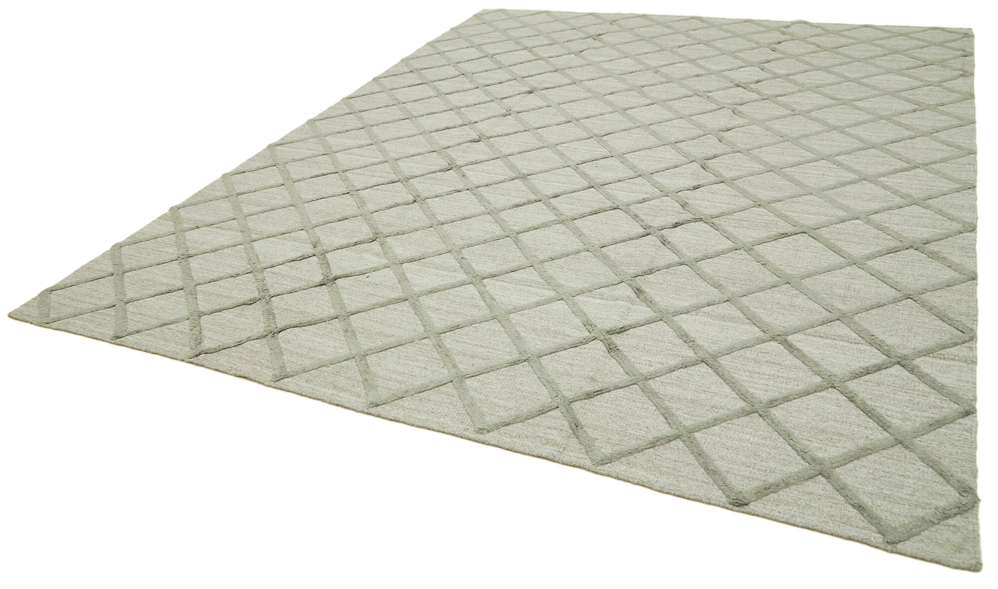 Handmade Wool Cotton Rug - Neutral Grey Geometric Area Rug 9'x12' | Durable Natural Fiber