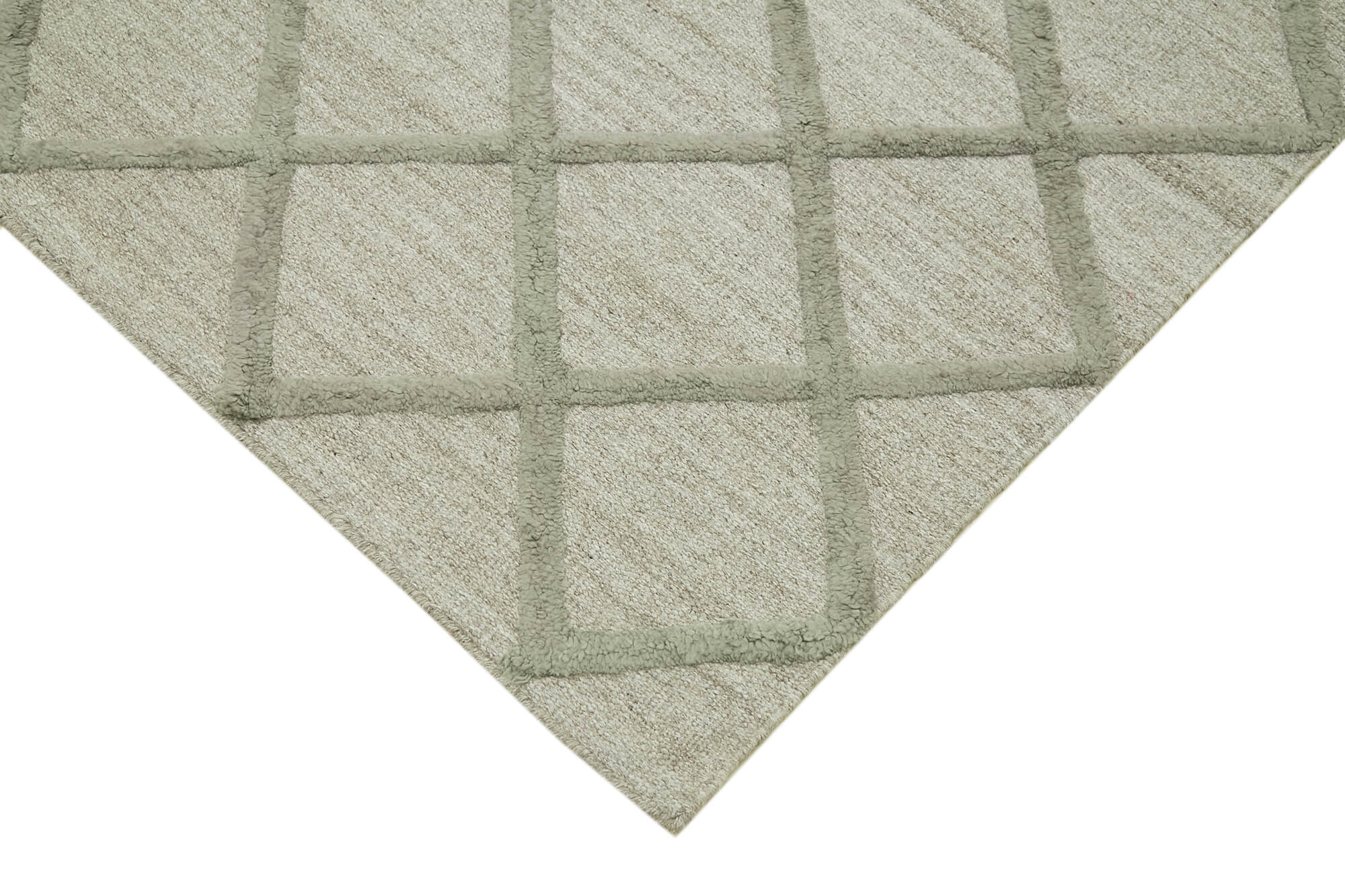 Handmade Wool Cotton Rug - Neutral Grey Geometric Area Rug 9'x12' | Durable Natural Fiber