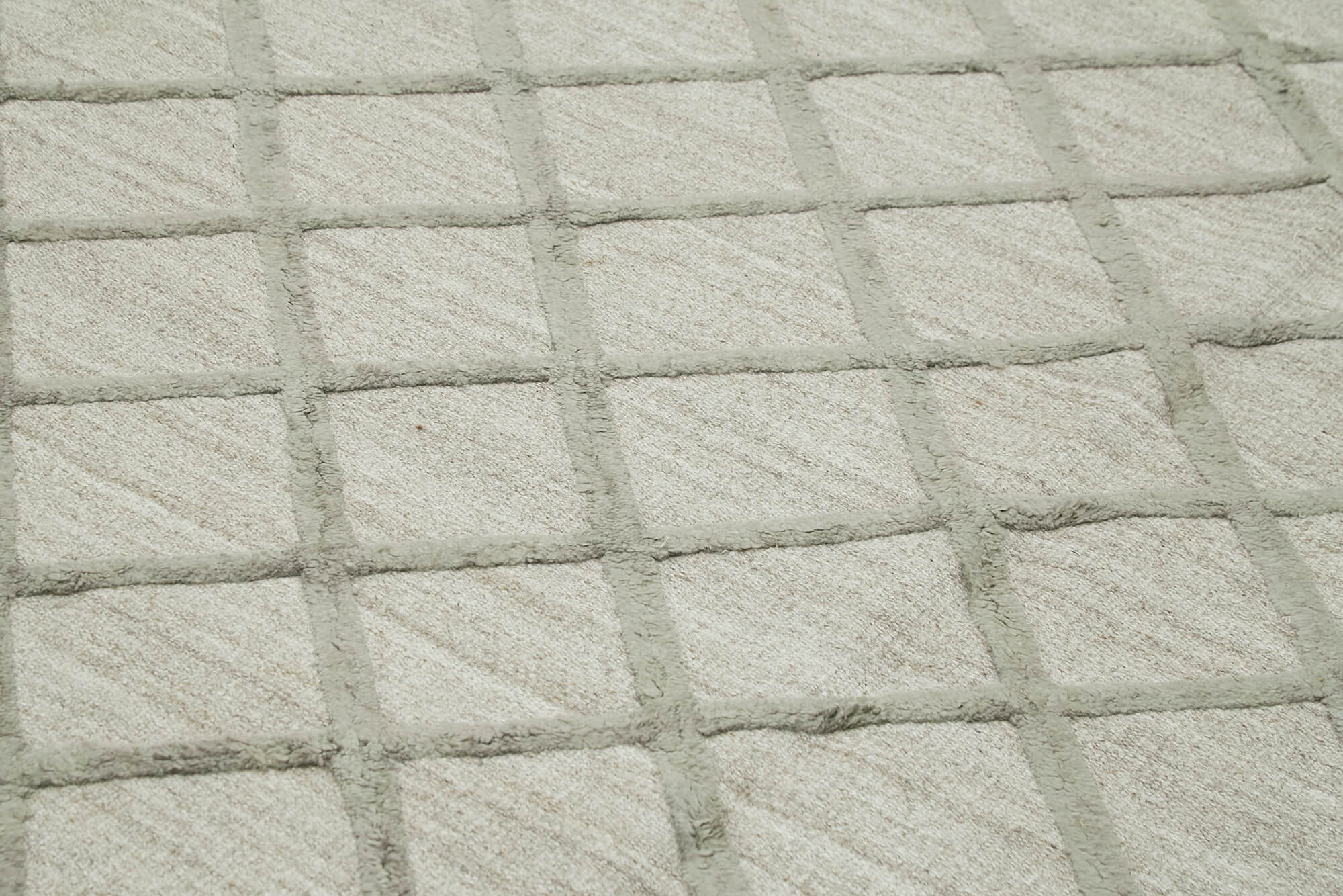 Handmade Wool Cotton Rug - Neutral Grey Geometric Area Rug 9'x12' | Durable Natural Fiber