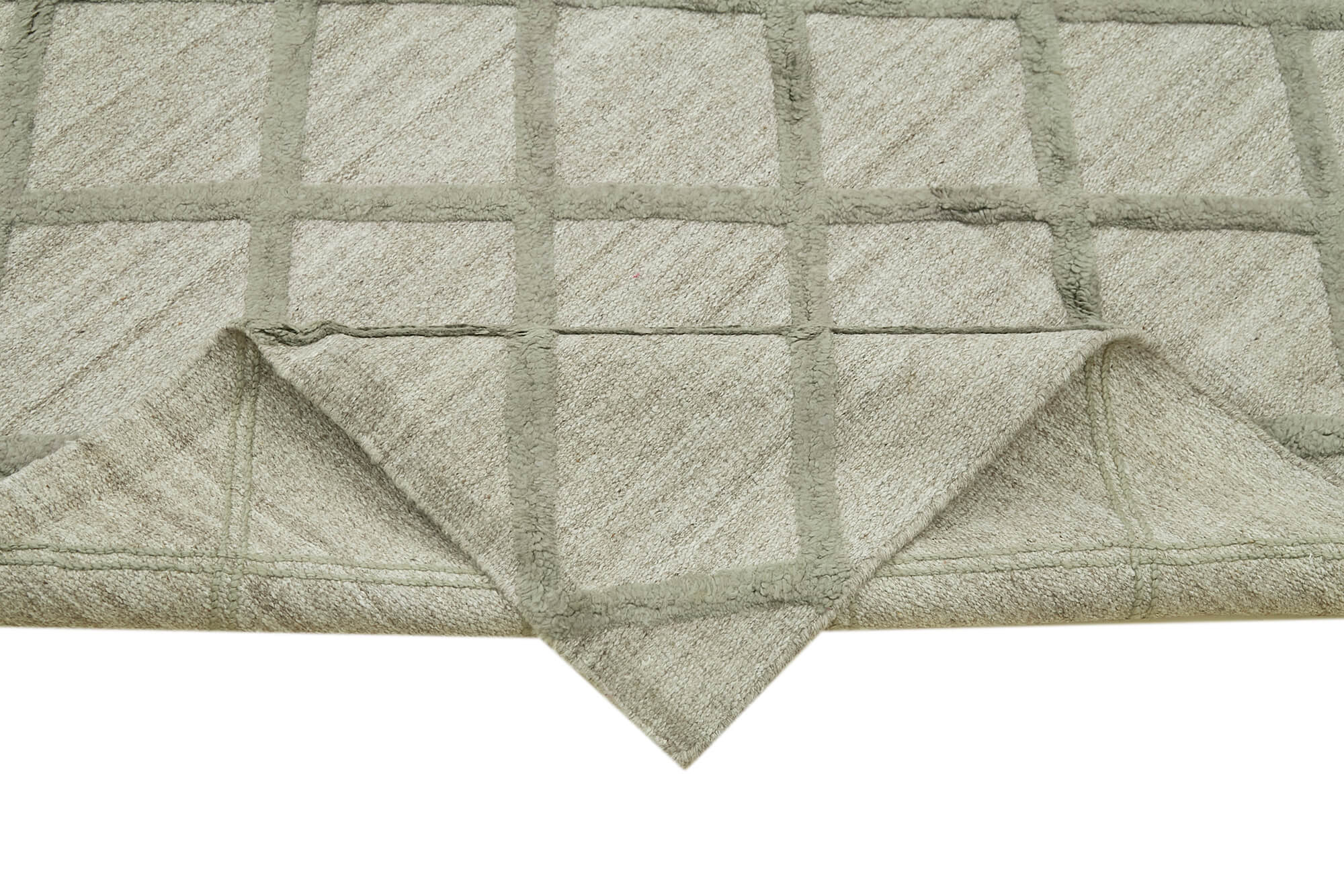 Handmade Wool Cotton Rug - Neutral Grey Geometric Area Rug 9'x12' | Durable Natural Fiber