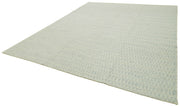 Handmade Wool Cotton Rug – Blue Geometric Area Rug | Durable Natural Fiber Carpet 9'x12'