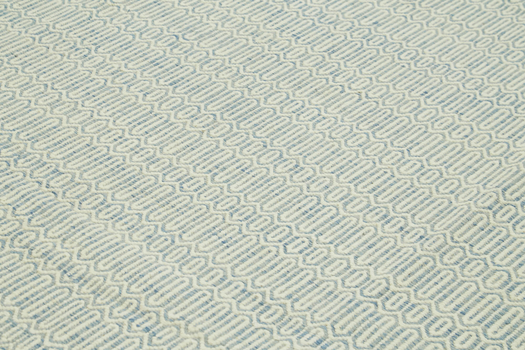 Handmade Wool Cotton Rug – Blue Geometric Area Rug | Durable Natural Fiber Carpet 9'x12'