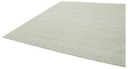 Handmade Wool Cotton Rug | Blue Geometric Area Rug - Soft Wool Texture, Durable Cotton
