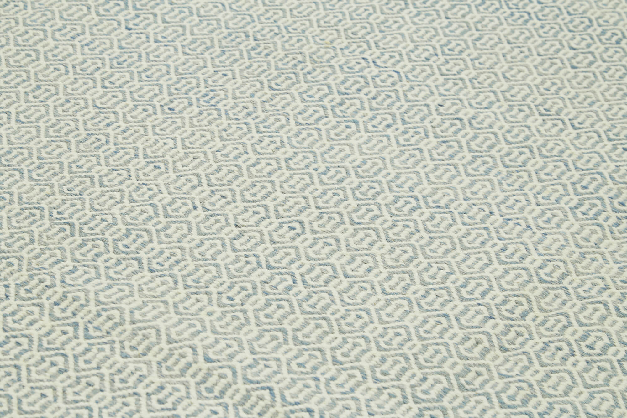 Handmade Wool Cotton Rug | Blue Geometric Area Rug - Soft Wool Texture, Durable Cotton