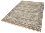 Handmade Vintage Rug - Beige Striped Pattern Turkish Hand Knotted Carpet 5'3''x7'7''