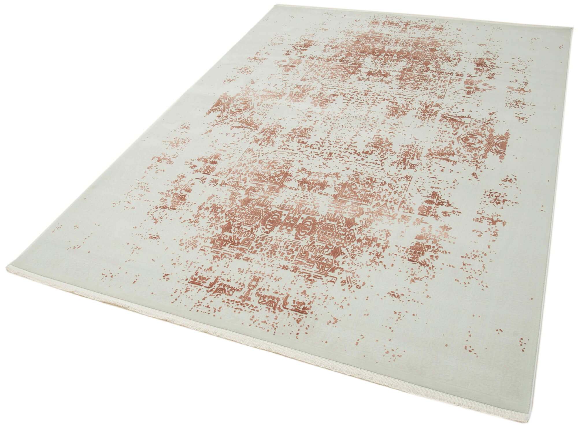 Vintage Handmade Rug - Beige Viscose Carpet | Hand Knotted Turkish Wool Rug 5'3''x7'7''