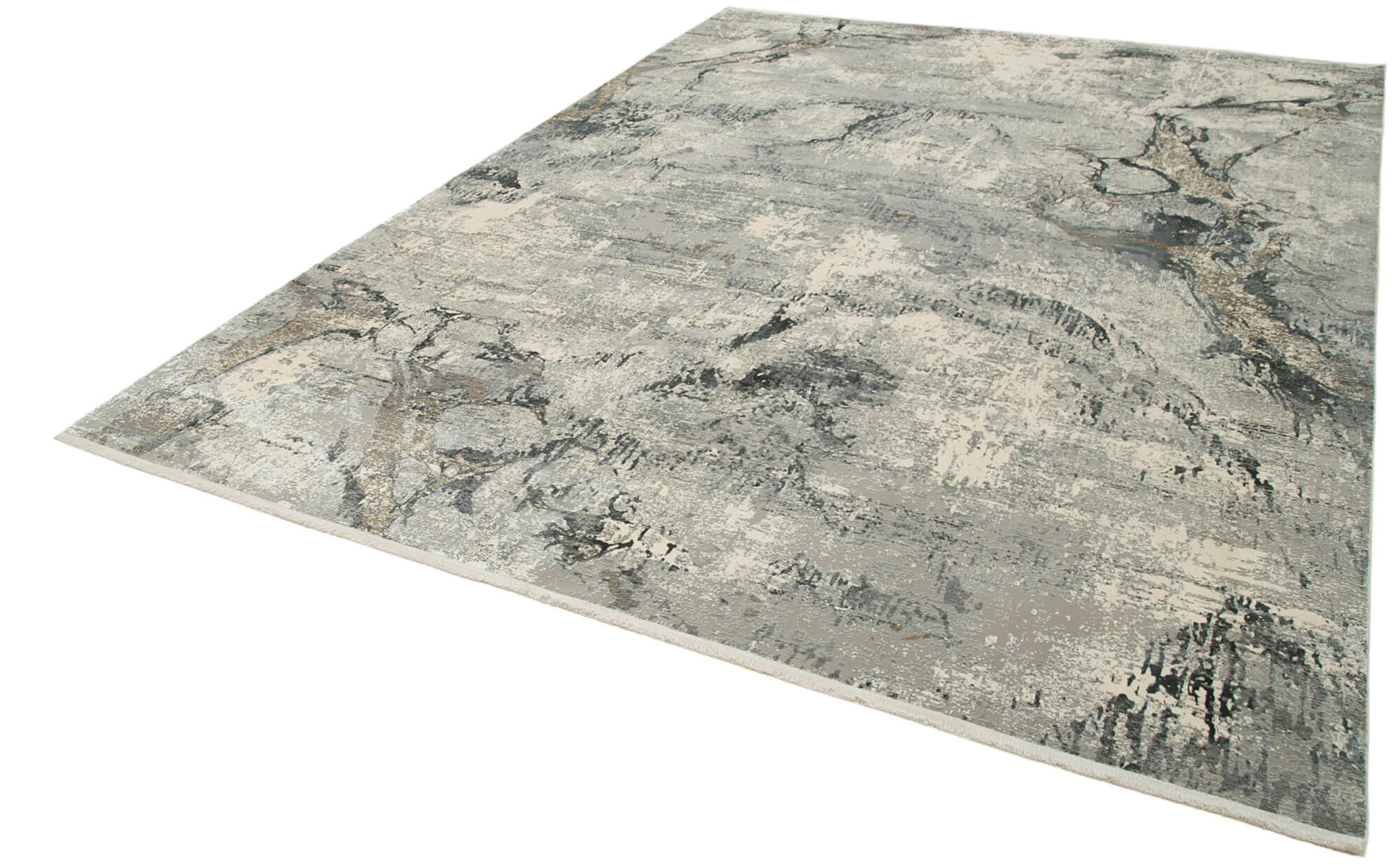 Vintage Handmade Rug - Grey 8x11 Hand Woven Rug With Soft Viscose Texture