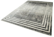 Vintage Handmade Rug - Soho Grey Area Rug 7'10'' x 11'2'' | Hand Woven Wool Cotton