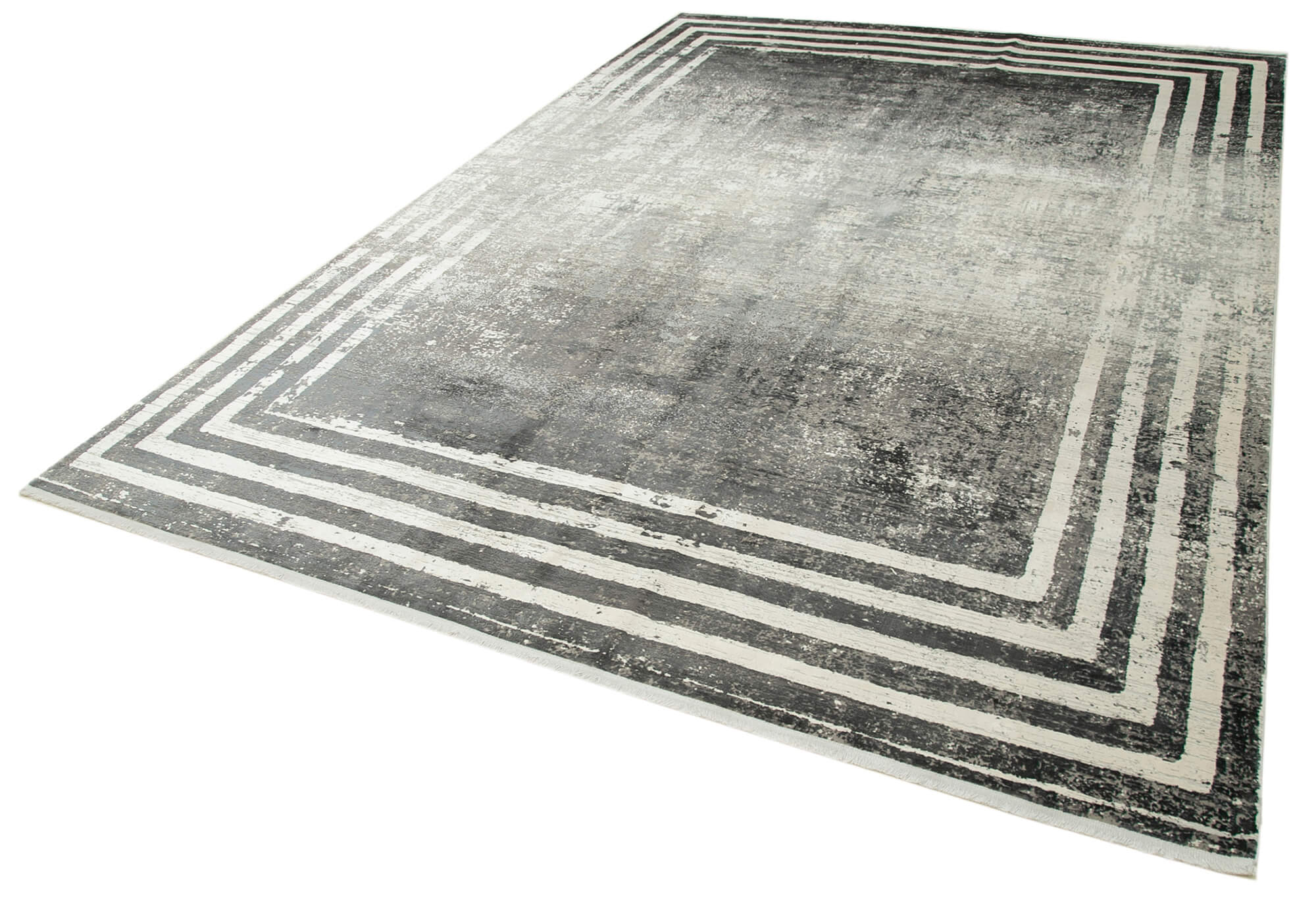 Vintage Handmade Rug - Soho Grey Area Rug 7'10'' x 11'2'' | Hand Woven Wool Cotton