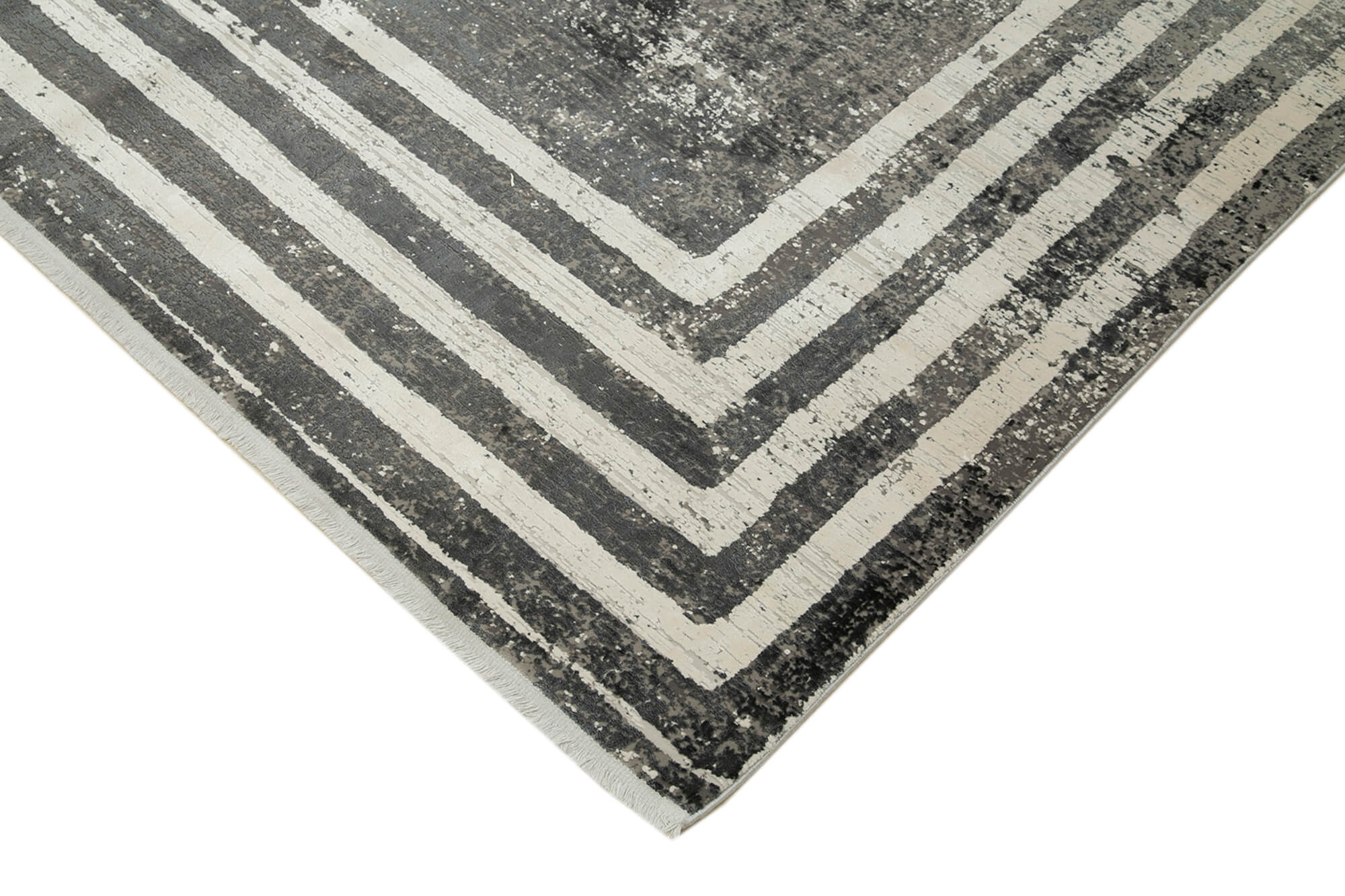 Vintage Handmade Rug - Soho Grey Area Rug 7'10'' x 11'2'' | Hand Woven Wool Cotton