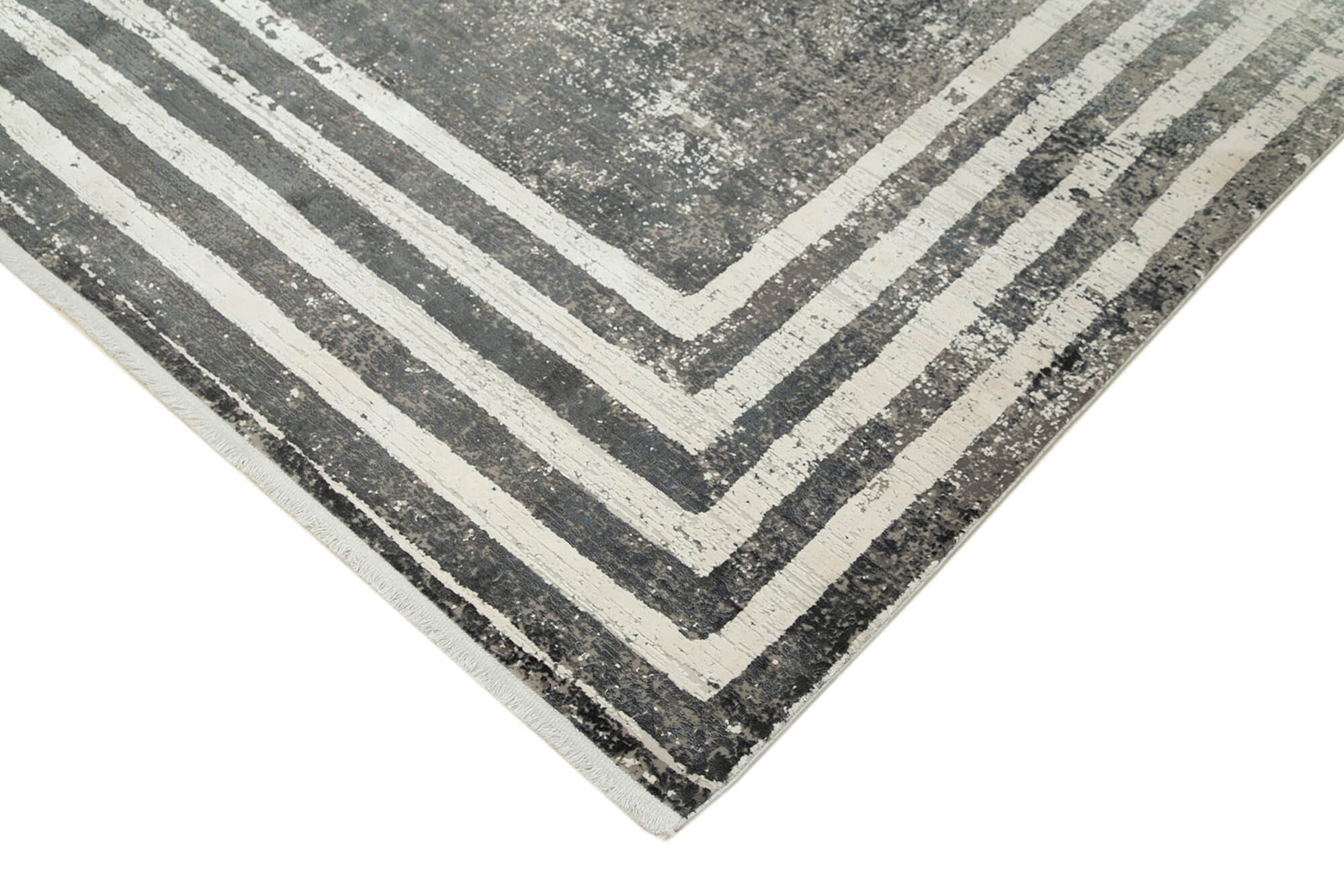 Handmade Vintage Rug - Grey Viscose 7'10'' x 11'2'' | Turkish Wool & Cotton Weave