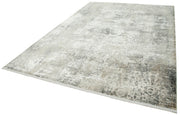 Vintage Handmade Rug – Hand Woven Rug 7'10''x10'10'' | Turkish Wool Carpet Grey Viscose