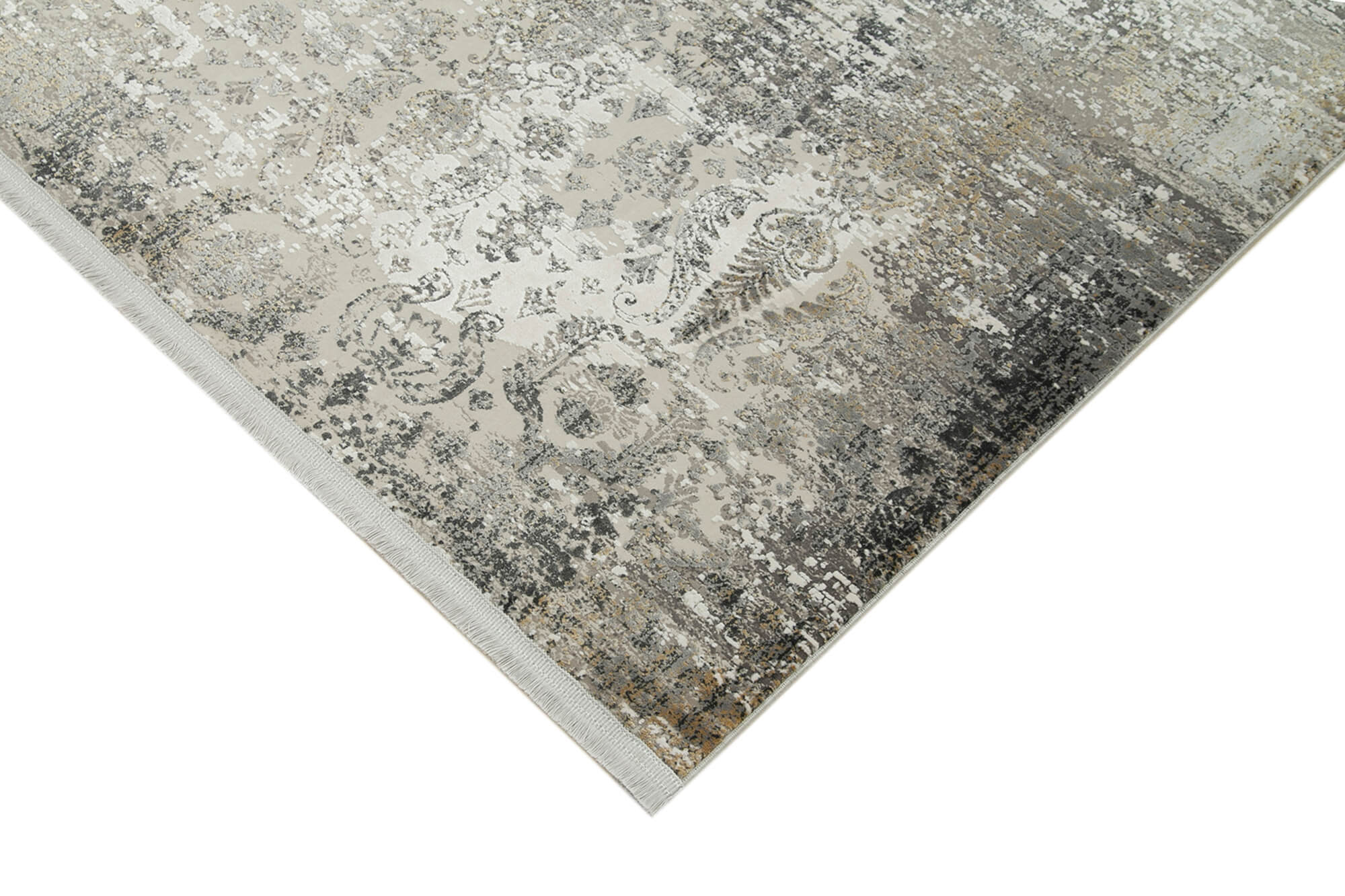 Vintage Handmade Rug – Hand Woven Rug 7'10''x10'10'' | Turkish Wool Carpet Grey Viscose