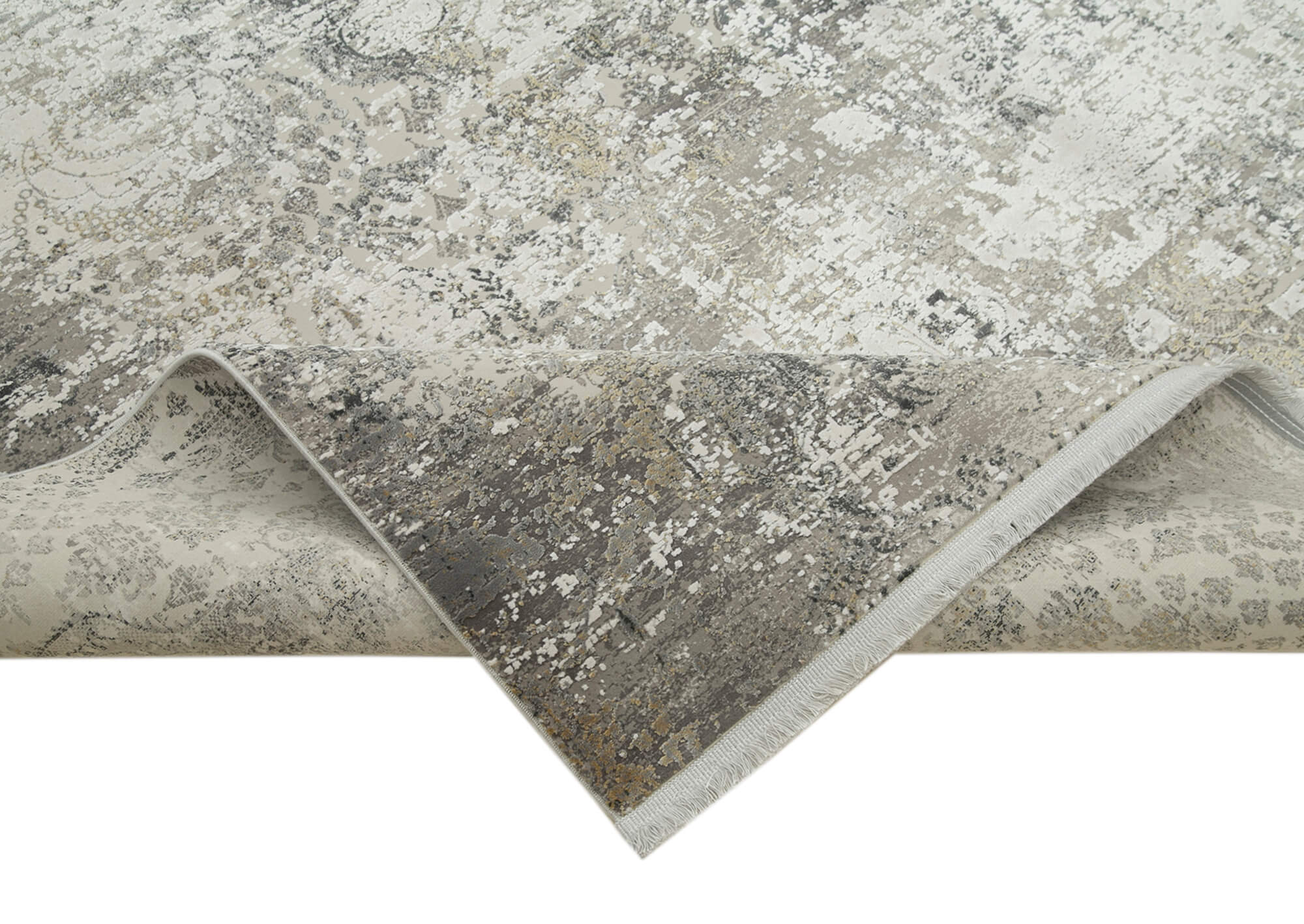 Vintage Handmade Rug – Hand Woven Rug 7'10''x10'10'' | Turkish Wool Carpet Grey Viscose