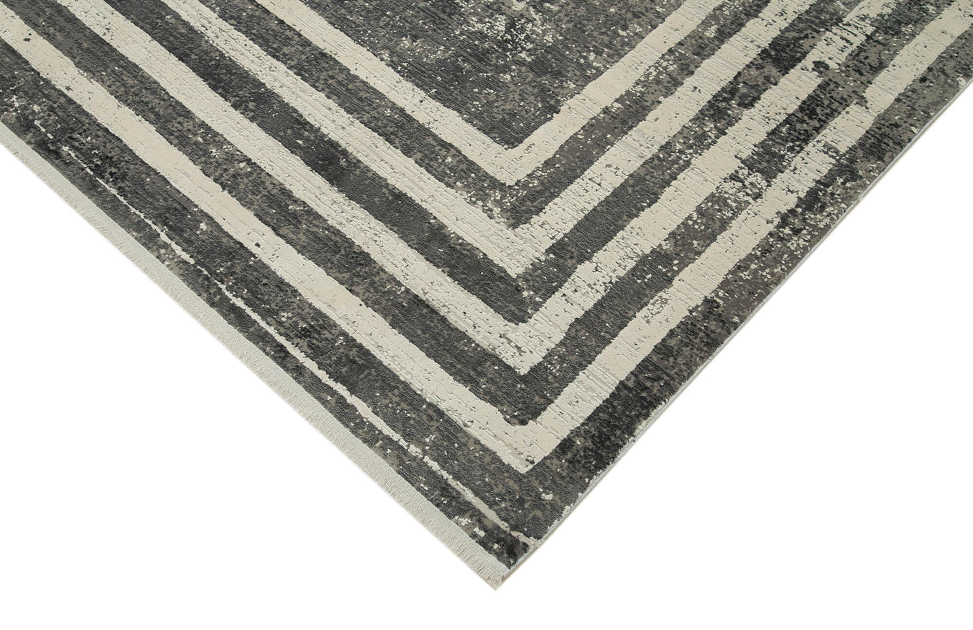 Vintage Handmade Rug - Hand Woven Grey Viscose Wool Cotton Area Carpet 7'10''x11'2''