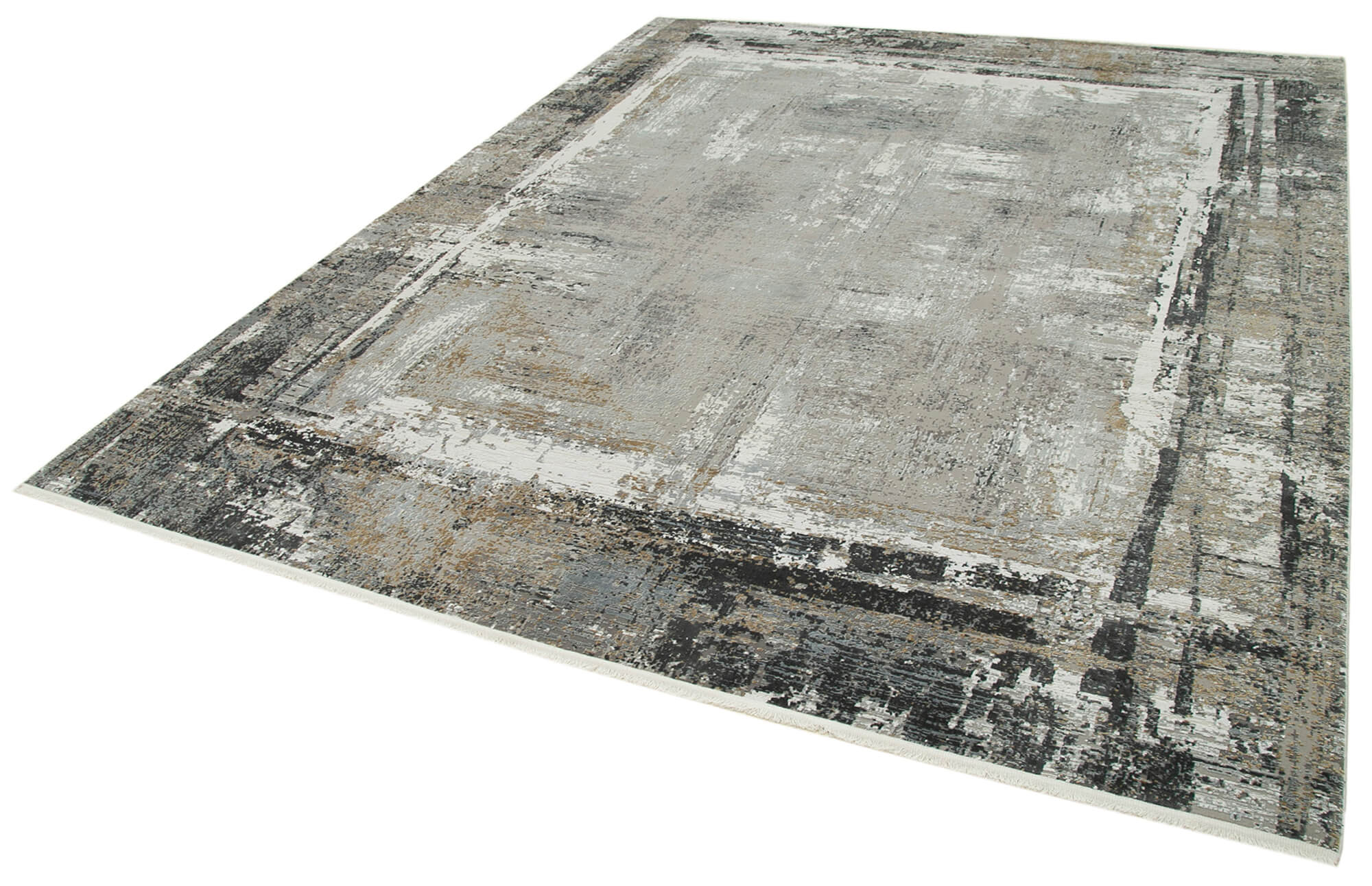 Vintage Handmade Rug - Soho Grey Viscose Hand Woven Area Rug 7'10''x9'10''